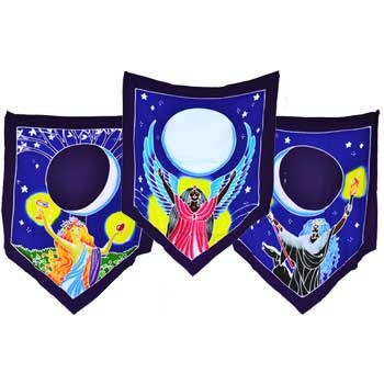 Triple Moon Goddess Prayer Flags 60" x 29"
