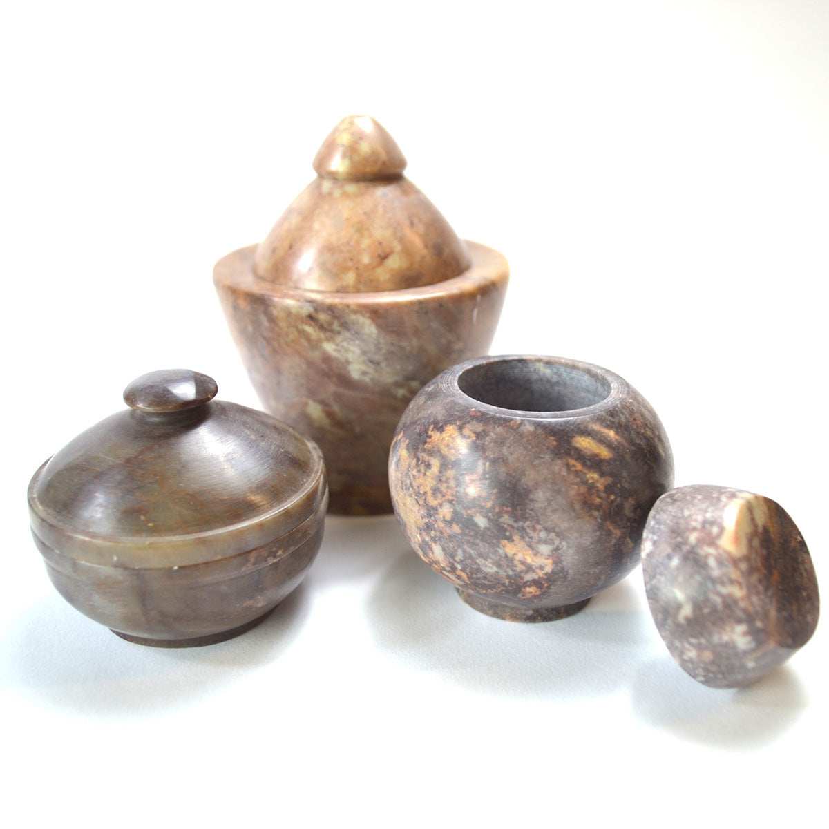 Soapstone Gini Jars, Set of 3