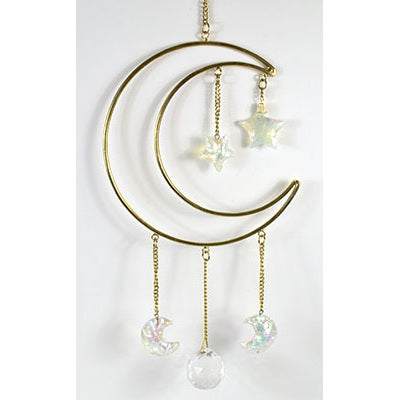 Crescent Moon with Stones Wall Hanging, 14 1/2" x 6"