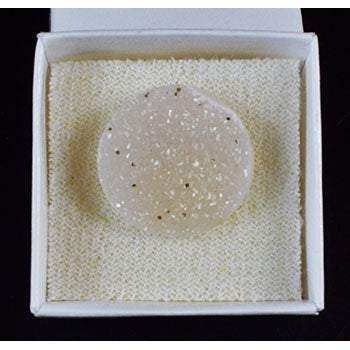 Amethyst Circle Druse Cabochon with violet crystal sparkles for spiritual healing and protection