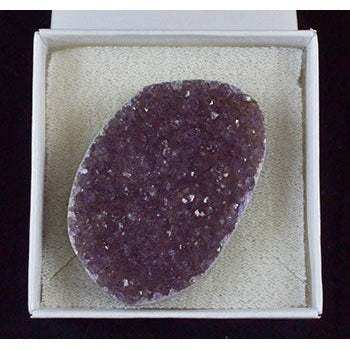 Amethyst Free Form Druse Cabochon crystal for empath protection and spiritual balance, 2-inch purple stone from Uruguay with natural druse surface.