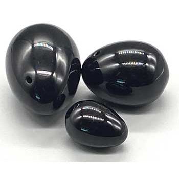 set of 3 Black Obsidian Yoni eggs