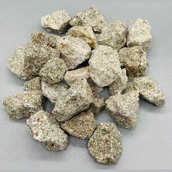 Flat of green rough Lepidolite stones weighing approximately 3 pounds, known for their sparkle and metaphysical properties.