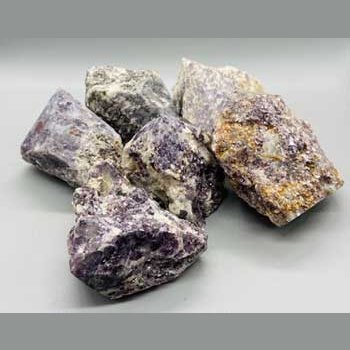 Flat of Lepidolite stones with polished tops and rough sides, weighing approximately 5 pounds