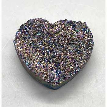 Black Rainbow Druse Heart, 0.6 Inches