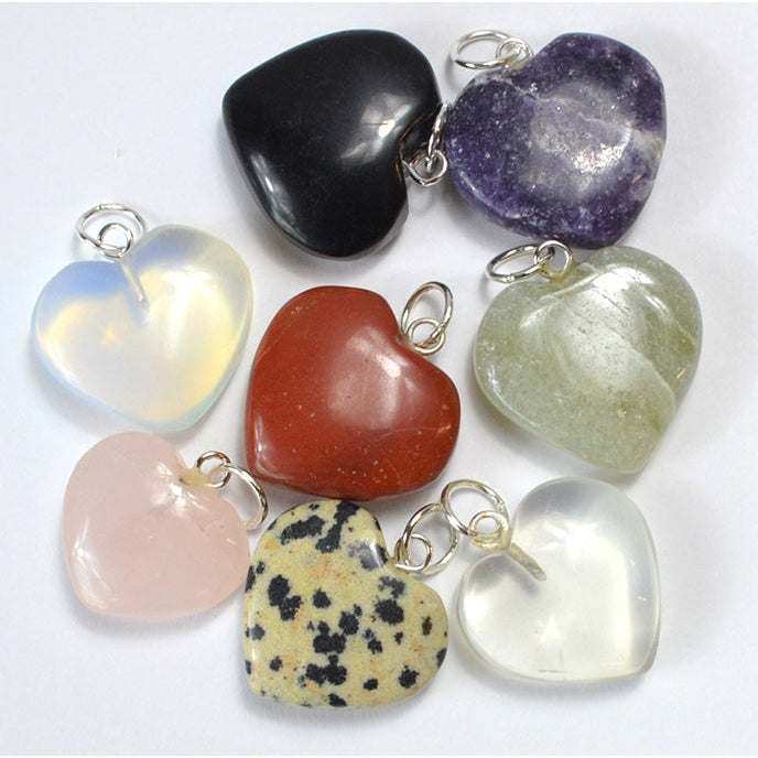 Crystal Heart Pendants, Assorted Stones, Set of 50