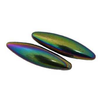 set of 2 60mm Rainbow Magnetic Hematite Oval