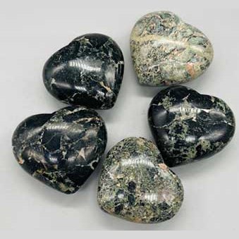 2" Black in Green Stone heart