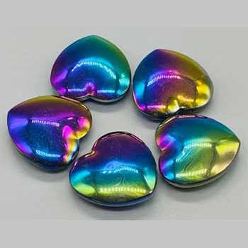 1 3/4" Hematite, Rainbow heart