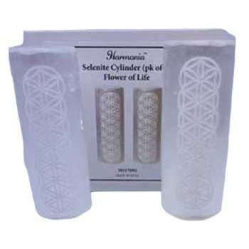 Flower of Life Selenite harmonizer set of 2