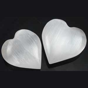 White Selenite heart 1 1/4" - 2"