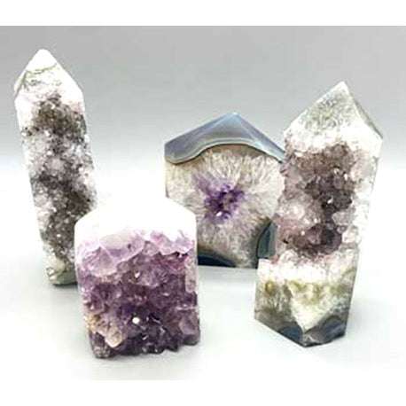 Amethyst Obelisk with Druse crystal for protection, healing and intuition enhancement
