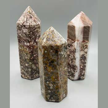 ~5+" White Leopard Skin Jasper obelisk