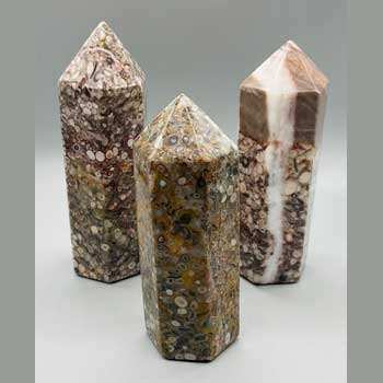 ~5+" White Leopard Skin Jasper obelisk