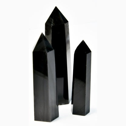 1 lb 3-4" Obsidian, Balck W Silver Stripes obelisk