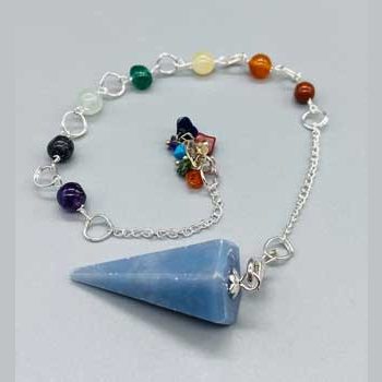 Angelite 7 Chakra 6 sided pendulum