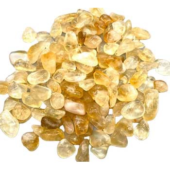 1 lb of polished citrine tumbled stones in varying shades of yellow and amber from Brazil