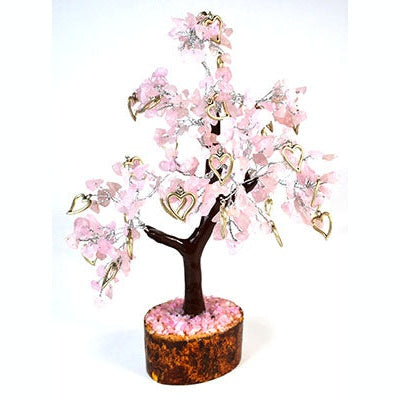 Rose Quartz W Hearts gemstone tree 300 beads