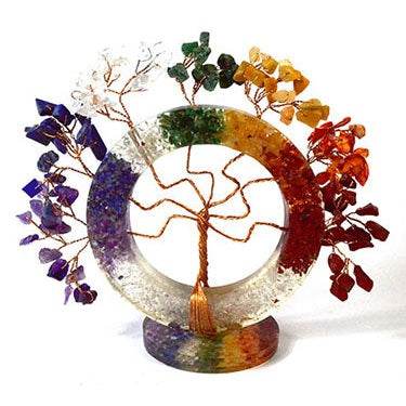 Circle Tree of Life Chakra Gemstone Tree, 4 1/2"