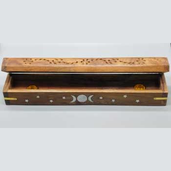 12" Flip Top Triple Moon incense holder