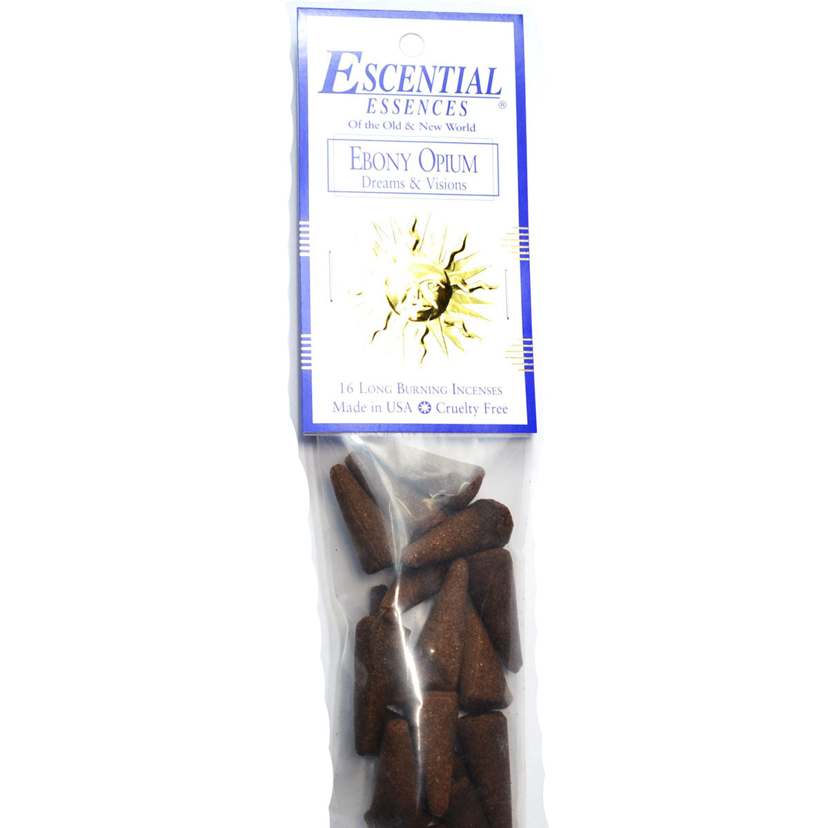 Ebony Opium Incense Cones By Escential Essences, 16 Cones For Dreams And Visions And Prophecy