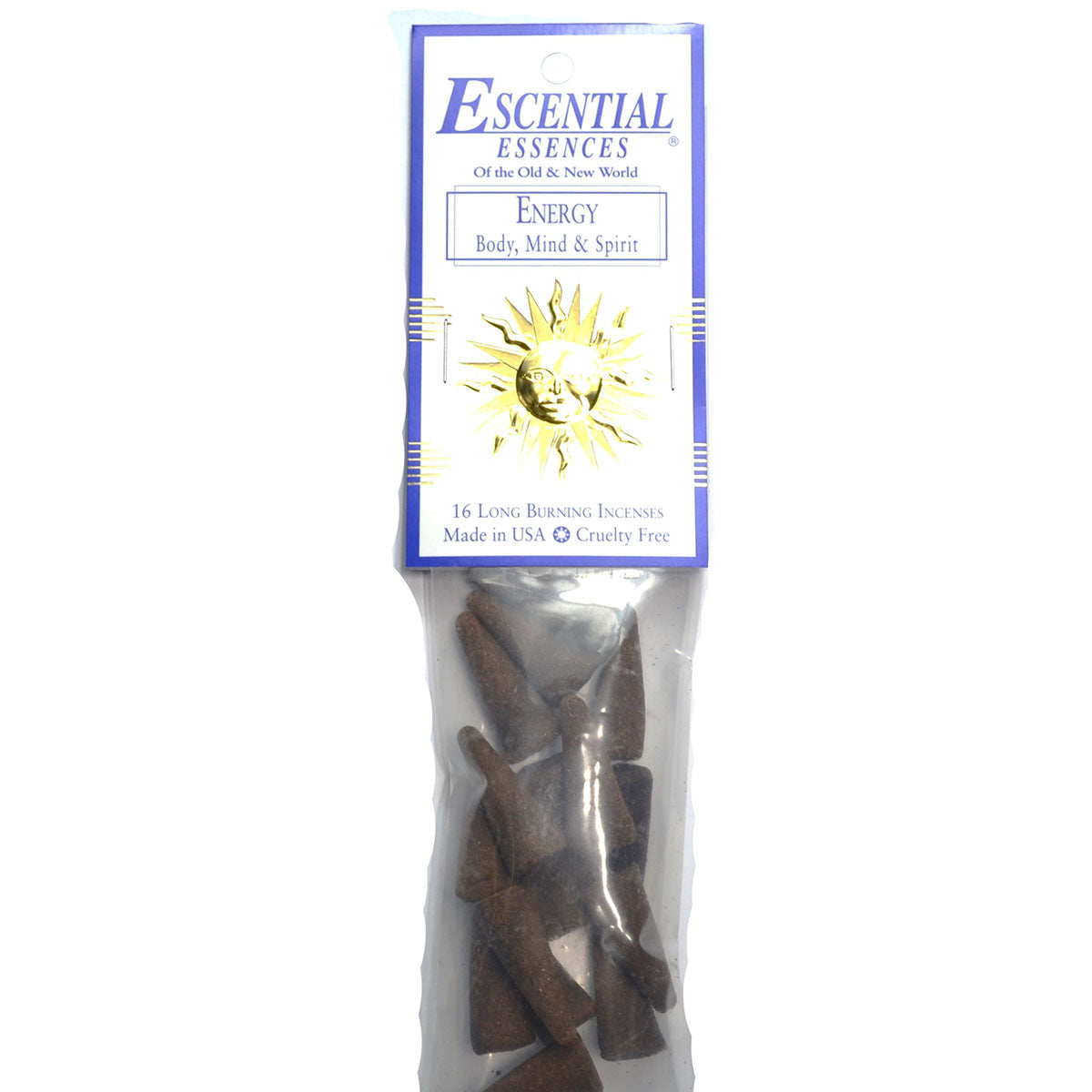 Energy Incense Cones by Escential Essences, 16 Long Burning Cones For Meditation And Ritual Use
