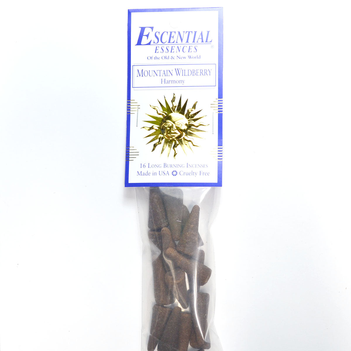 Mountain Wildberry Incense Cones by Escential Essences, 16 Ultra Long Burning Cones