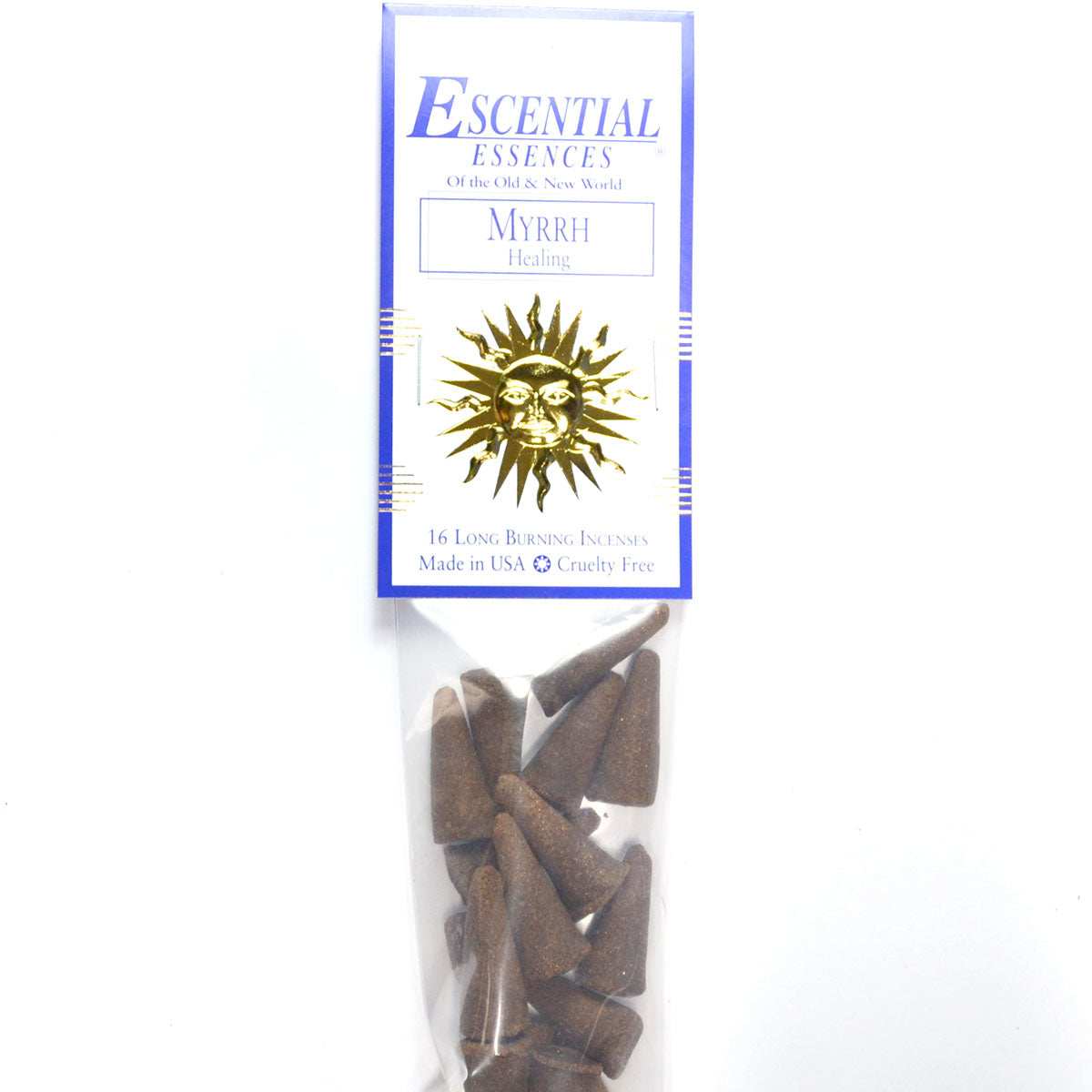 Myrrh Incense Cones by Escential Essences, 16 Cones