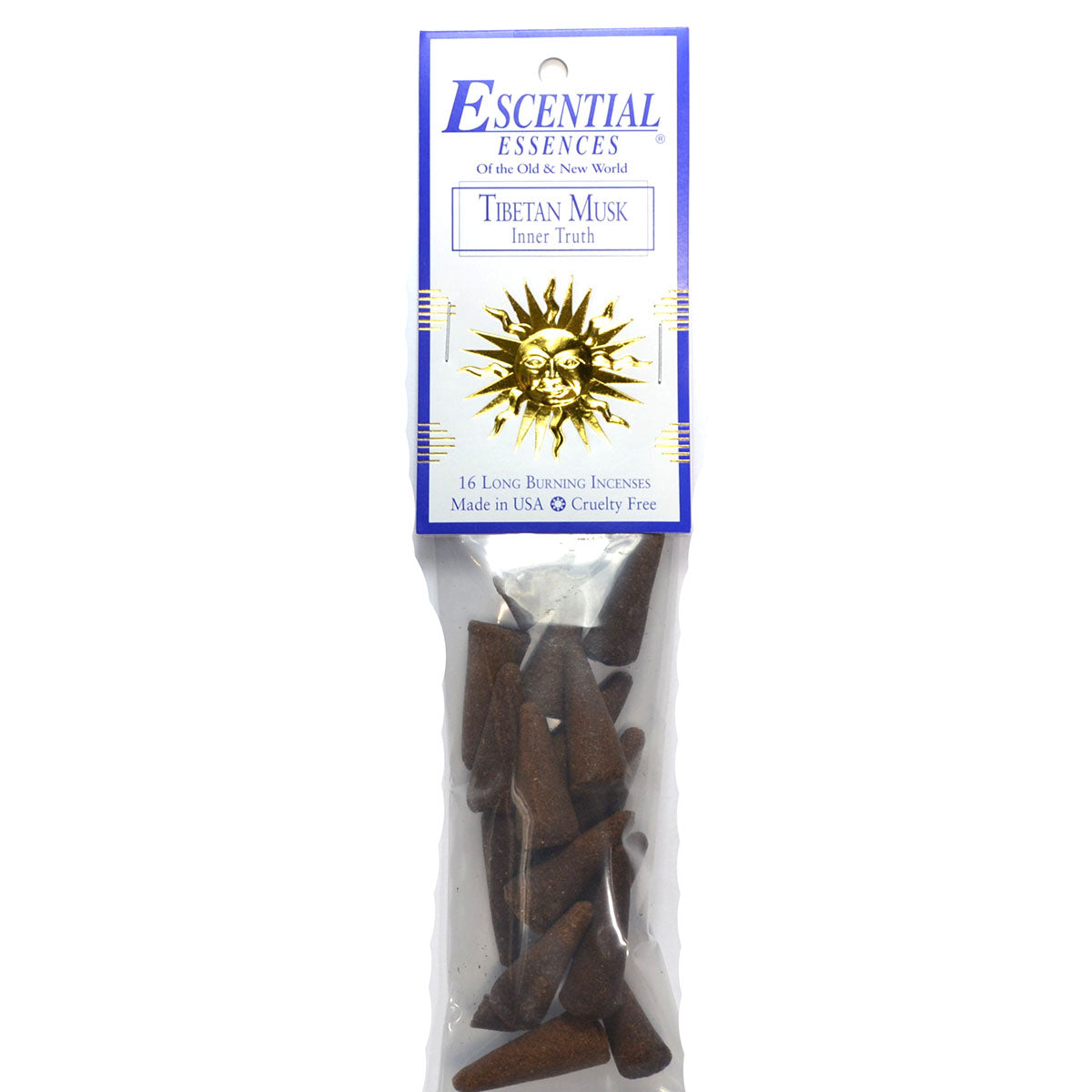 Tibetan Musk Incense Cones by Escential Essences, Premium Hand Poured Rich Aromatic 16 Cones