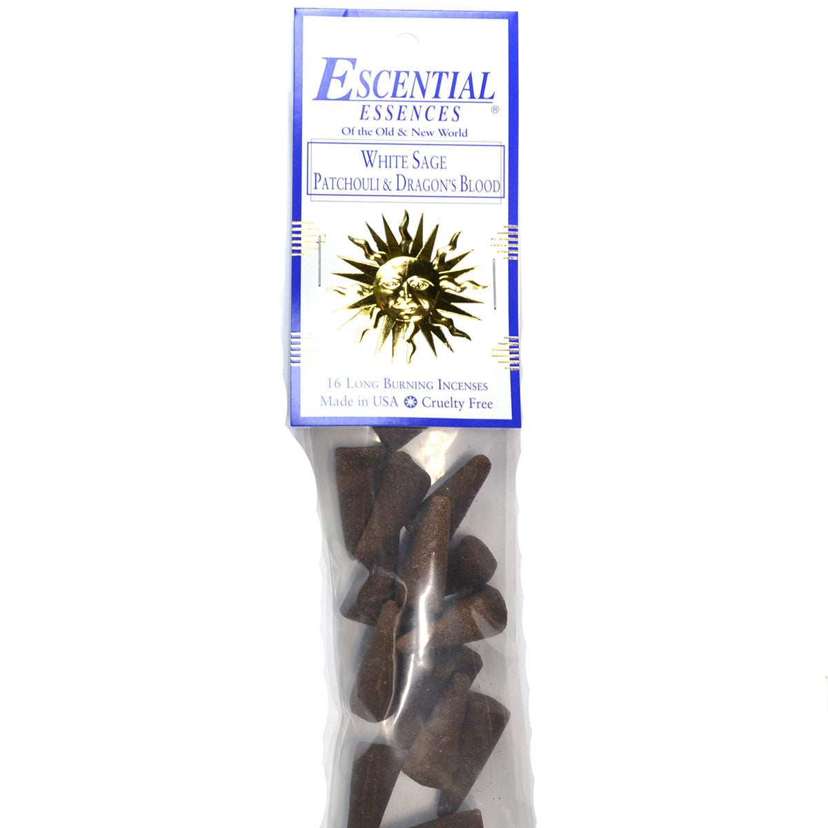 White Sage, Patchouli & Dragon's Blood Incense Cones, 16 Pack