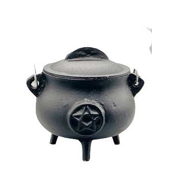 Pentagram Cast Iron Cauldron, 5.5"