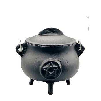 Pentagram Cast Iron Cauldron, 5.5"