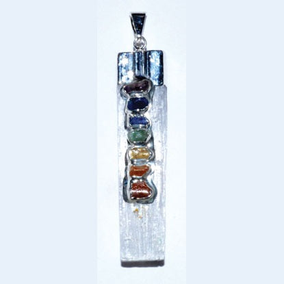 Selenite 7 Chakra rough pendant