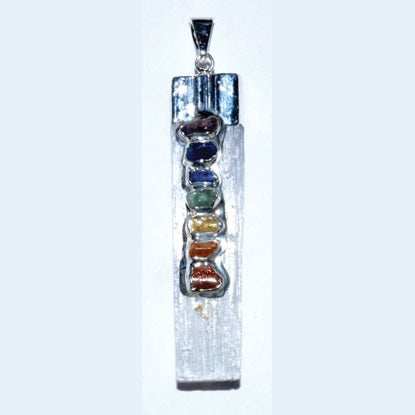 Selenite 7 Chakra rough pendant