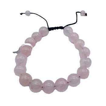 10mm Rose Quartz Bracelet with adjustable elastic band for emotional healing and spiritual growth