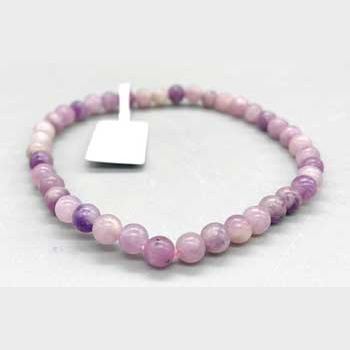 4mm Lepidolite bracelet with round purple and pink beads offering calming and spiritual benefits