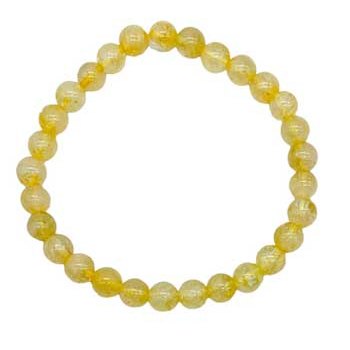 6mm Citrine bracelet with round yellow beads for abundance, healing, and spiritual energy