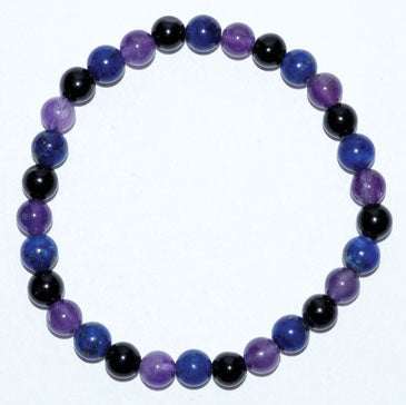 Amethyst, Lapis, Black Tourmaline Bracelet, 6mm