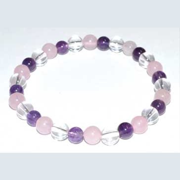 6mm Amethyst, Rose Quartz & Quartz bracelet