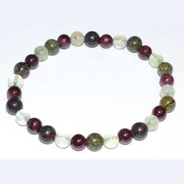 Dragon Blood Jasper, Garnet and Prehnite 6mm bead bracelet for protection and energy balance