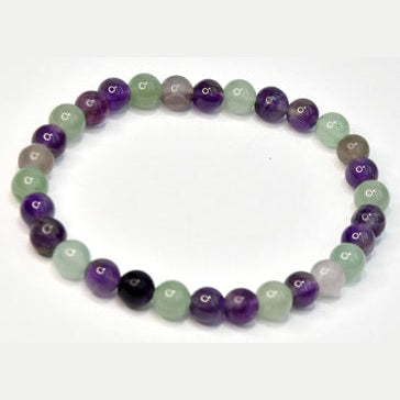 6mm Fluorite, Amethyst & Green Aventurine bracelet