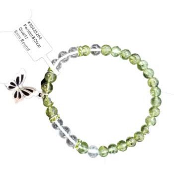 6mm Peridot/ Quartz Butterfly bracelet