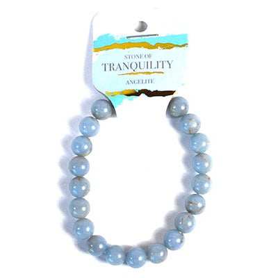 Angelite Beaded Bracelet, 8mm