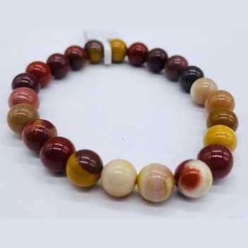 8mm beaded Mookaite bracelet for empath grounding and protection with earthy tones
