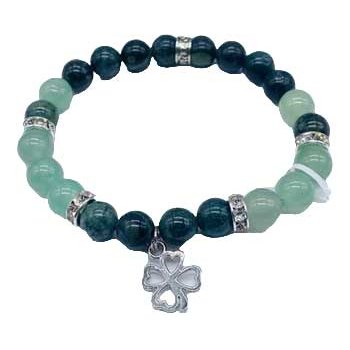 8mm Kambaba Jasper, Green Aventurine, Clover bracelet