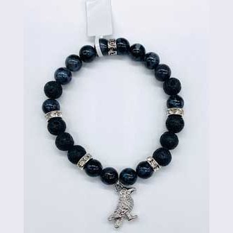 8mm Gabbro, Indigo & Lava bracelet