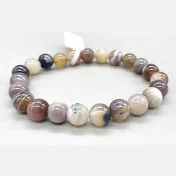 8mm Botswana Agate Bracelet with swirling patterns for grounding and emotional protection