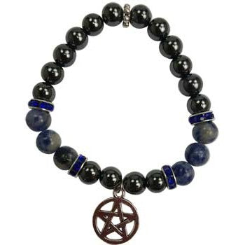 8mm Hematite man-made / Sodalite with Pentagram