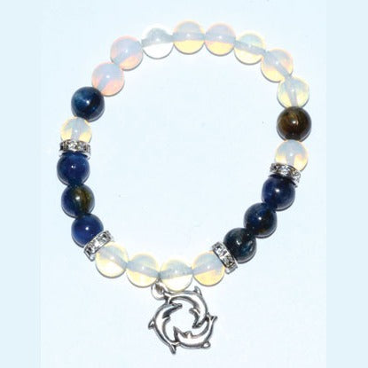 8mm Opalite/ Kyanite with Dolphins