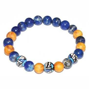 8mm Palo Santo and lapis beaded bracelet with decorative beads for healing and protection
